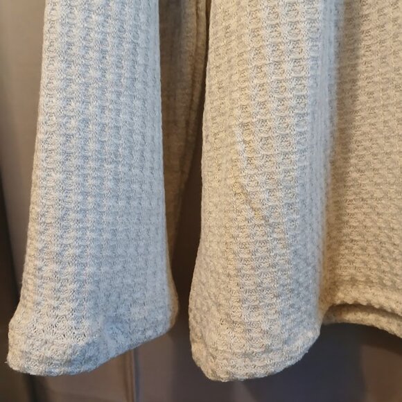 Nwt Cowl neck Waffle Crochet Sweater Top women XXL Ivory Oatmeal Pullover LS - Picture 8 of 9